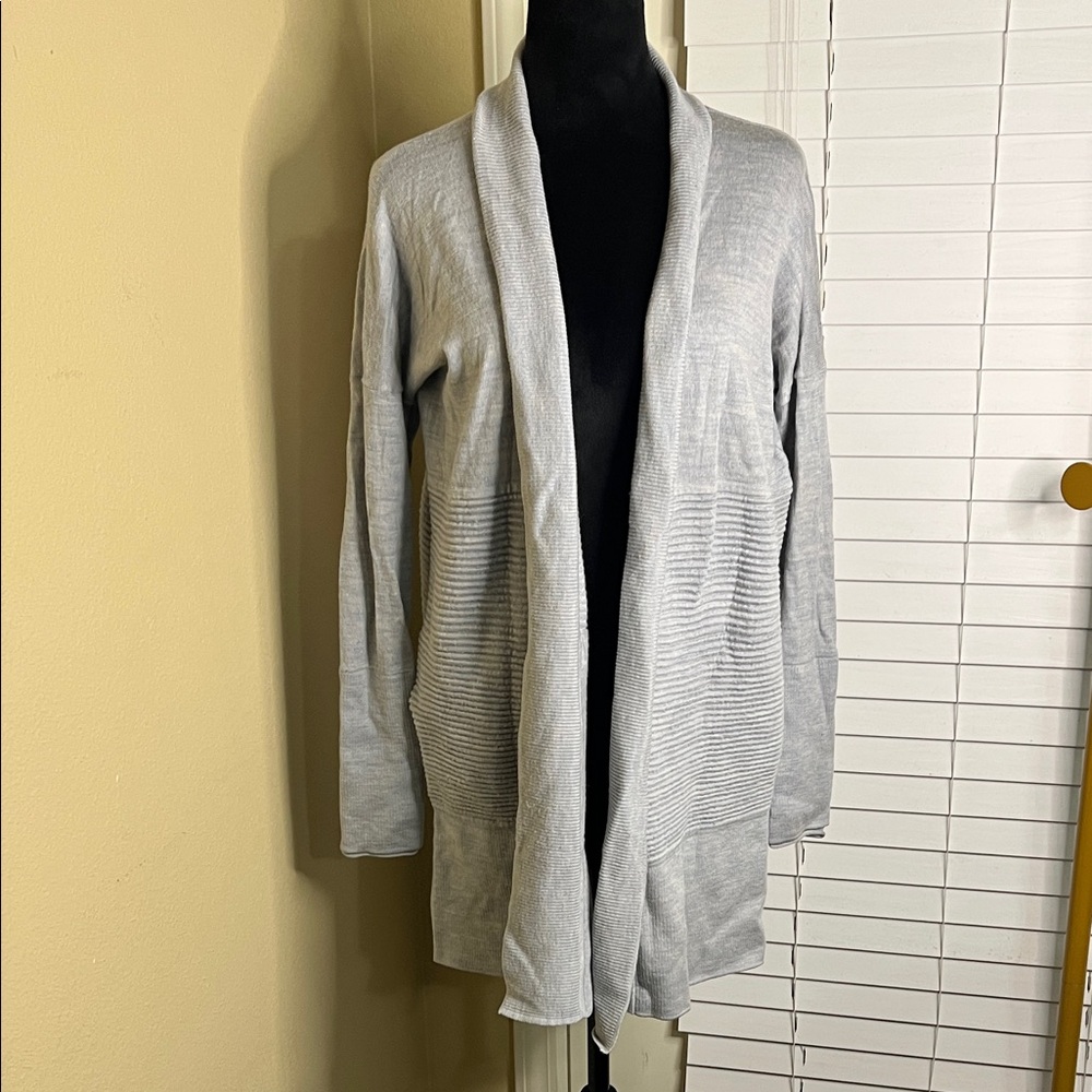 Women's Light Blue Heather Open Front Sweater